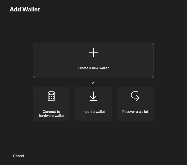 Create a new wallet in Wasabi