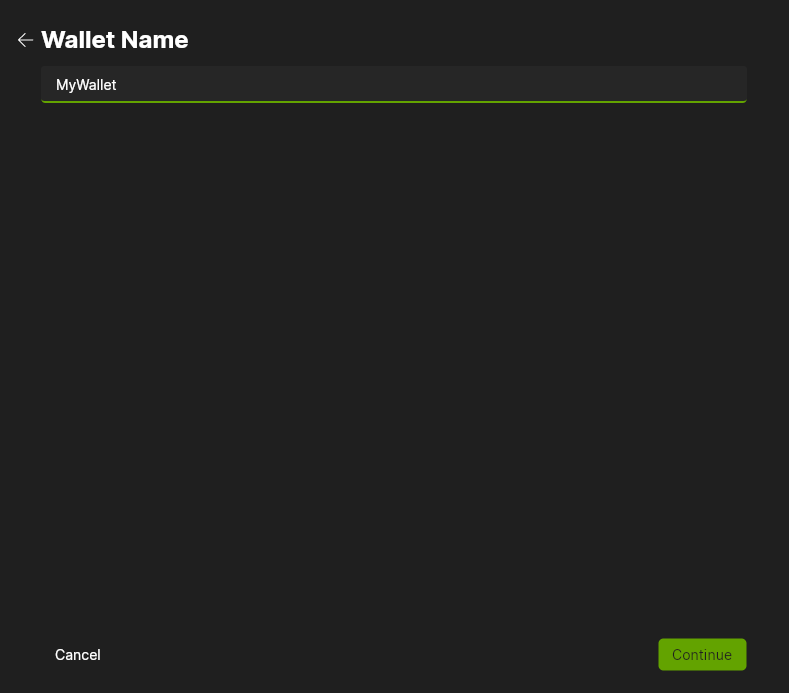 Add Wallet Wallet Name