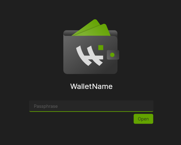 Type your passphrase to open the wallet